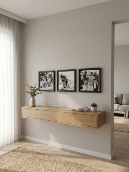 3’lü Siyah Ahşap Fotoğraf Baskılı Çerçeve Seti 22x22 cm